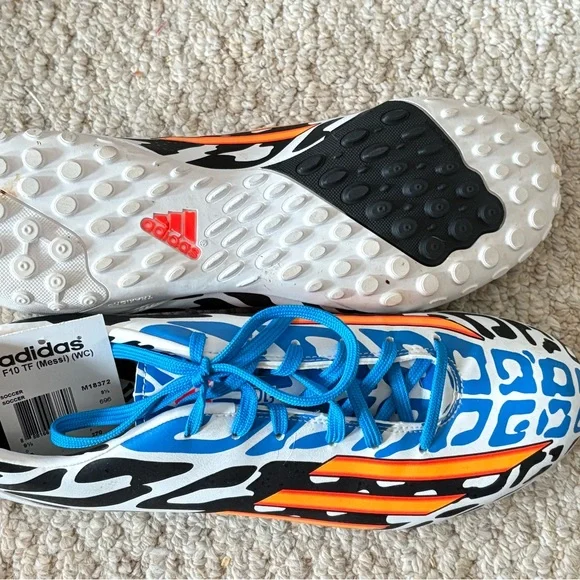 Adidas Messi Blue and Orange Patterned Cleats Mens Size 10 - Picture 4 of 5